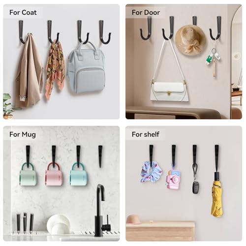 10Pcs Large Size Heavy Duty Wall Hooks, Coat Hooks, Wall Hooks for Hanging Pans, Backpacks, Coats, Garage Items (Black) - color: 10pack-black, size: Extra-large