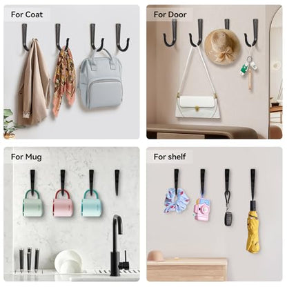 10Pcs Large Size Heavy Duty Wall Hooks, Coat Hooks, Wall Hooks for Hanging Pans, Backpacks, Coats, Garage Items (Black) - color: 10pack-black, size: Extra-large