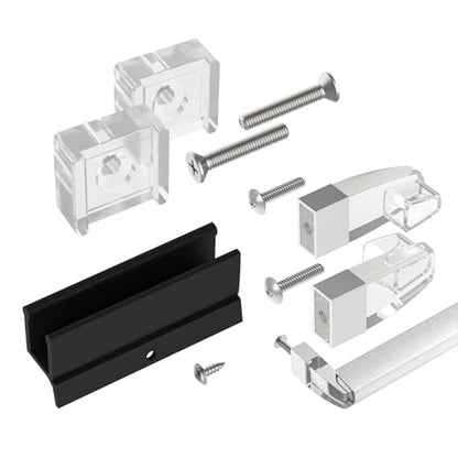 Framed Sliding Shower Door Replacement Parts Compatible with Basco Alumax Shower Doors - Includes Finger Pull Handle, Towel Bar Bracket and Bottom Track for Showerdoor
