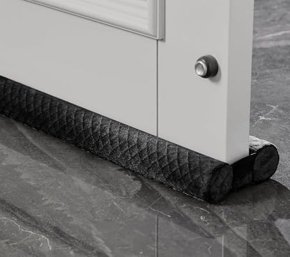 Ciieyuo Premium Velvet Door Draft Stopper, 30'' to 36'' Adjustable Gap Filler, Double-Sided Windproof Seal, Easy Install to Block Noise, Cold Air, Light, Dust, and Drafts - color: Black, size: 30'' to 36''