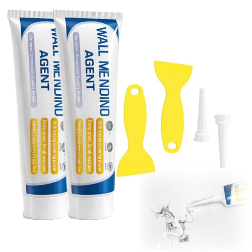 Drywall Repair Kit with Scraper & Nozzle Extender, 2026 New Wall Mending Agent, Multi Functional Wall Filler Putty Spackle Paste for Filling Wall Holes, Cracks, Nail Holes, Dents (2 PCS) - color: 2 PCS