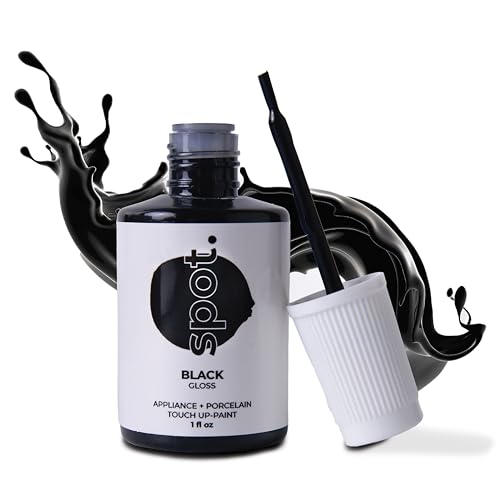 spot. High-Gloss Black Touch Up Paint – Porcelain and Appliance Repair for Chips, Stains, Scratches, and Cracks on Fridges, Microwaves, Dishwashers, Dryers, Tiles, and Metal Surfaces – 1 fl oz - color: Black Pearl