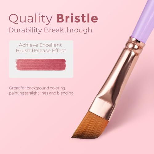 Nicpro 12pcs Artist Paint Brush Set, Aesthetic Pastel Paintbrushes Craft Paint Brushes for Acrylic Painting, Oil, Watercolor, Gouache, Tempera, Face, Body, Art Supplies for Artists and Beginners - color: Macaron