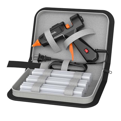 IZIO Professional Hot Glue Gun Kit-100W Fast Heat, 21 Glue Sticks(7/16"), Detachable Anti-Scald Nozzle & Durable Pouch | Heavy lightweight for diy projects, home repairs,ergonomic grip,Black gluegun - color: Black
