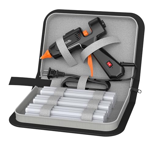 IZIO Professional Hot Glue Gun Kit-100W Fast Heat, 21 Glue Sticks(7/16"), Detachable Anti-Scald Nozzle & Durable Pouch | Heavy lightweight for diy projects, home repairs,ergonomic grip,Black gluegun - color: Black