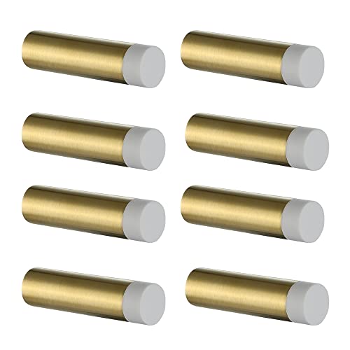 JQK Door Stopper, 2-7/8 Inch 304 Stainless Steel Sound Dampening Door Stop Bumper Wall Protetor 8 Pack, Brushed Gold, DSB2-WG-P8 - color: Gold & White Tip