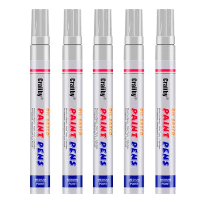 White Paint Markers, 5 Pack Oil-Based Waterproof Quick Dry and Permanent Paint Pen Set for Rocks Painting, Wood, Plastic, Canvas, Glass, Mugs, Metal, Tire, Stone, DIY Craft - color: White