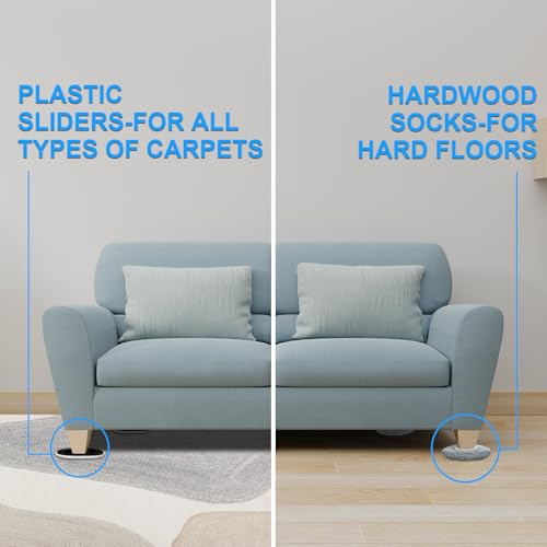 Furniture Sliders for Hardwood Floors: Multi-Surface 3-in-1 Furniture Movers Sliders - Moving Pads with 8PCS Carpet Sliders+4PCS Hard Floor Socks+1 Lifter - Protect Floor and Easily Move Furniture - size: 5.8*4.3in Oval 8+4+1Pack