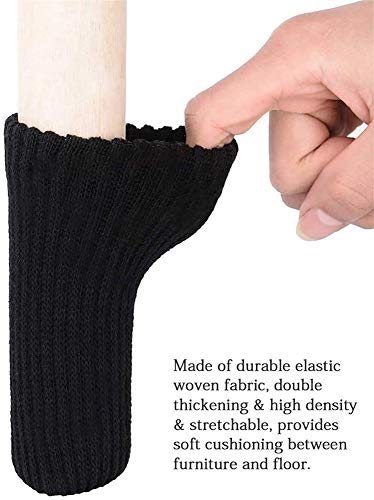 Ulalaza 32Pcs Chair Leg Floor Protectors Knitted Furniture Feet Non-Slip Wear-Resistant Noise-Reducing Chair Covers Caps Set (Style 2-Black) - color: Style 2-black