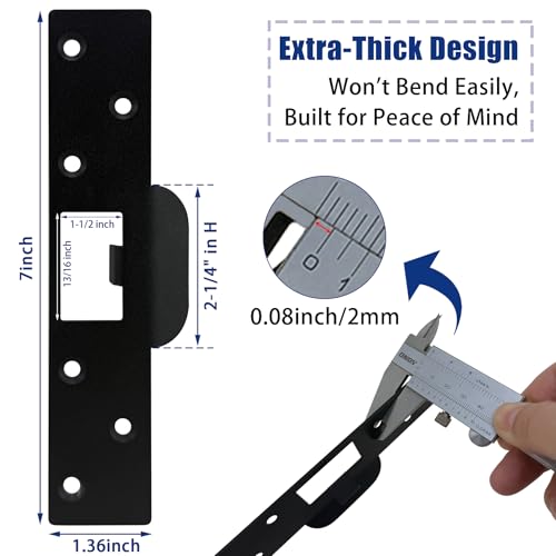 Extra Long Door Strike Plate 7", Heavy Duty Door Reinforcement Plate for Frame Repair & Security, Metal Strike Plate with Long Screws, Black