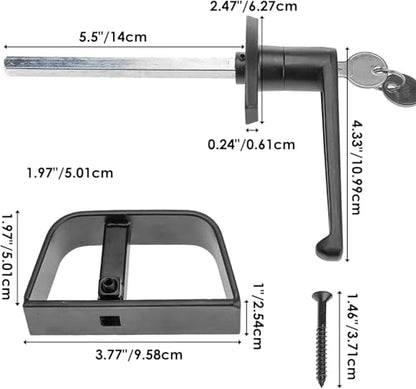 Shed Door Kit, 5-1/2" L-Handle Door Lock with 2pcs Stainless Steel Latches and 6pcs 6" Hinges