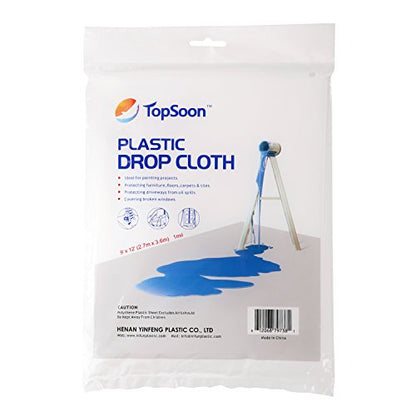 TopSoon Drop Cloth and Plastic Sheeting, Household Vacuum Cover (1 mil, 9FT x 12FT) - size: 9FT x 12FT