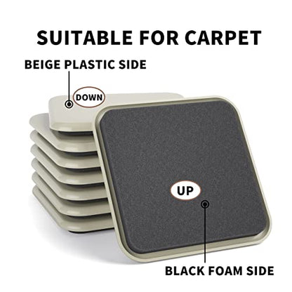 Yelanon Furniture Sliders, 8 pcs-4 3/4” Square Beige Furniture Sliders for Carpet, Heavy Duty Furniture Movers Sliders, Reusable Furniture Moving Pads, Floor Protectors for Carpet - size: 8pcs 4.75"beige