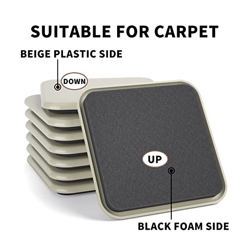 Yelanon Furniture Sliders - 16 pcs-3 1/2” Square Furniture Sliders for Carpet Furniture Pads Hardwoods Floors, Heavy Duty Furniture Movers Sliders,Furniture Moving Pads, Carpet Protectors - size: 16pcs 3.5"beige