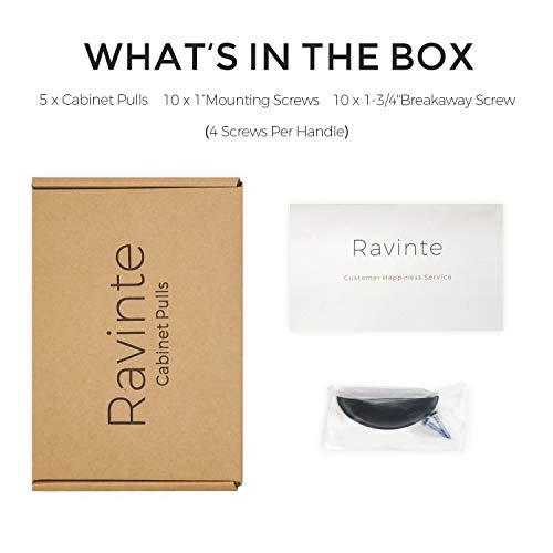 Ravinte 5 Pack 3" Drawer Pulls Flat Black Cabinet Cup Pulls Kitchen Hardware Cabinet Handles Drawer Handles Knobs 3 inch Hole Center - color: Black