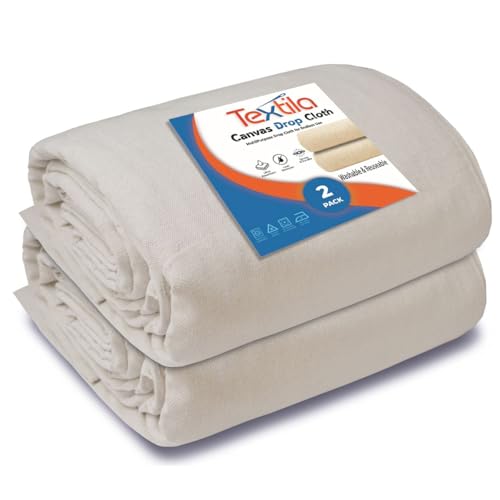 Canvas Drop Cloth for Painting (Size 4x12 Feet - Pack of 2) Painters Drop Cloth for Painting, Furniture, Curtains & Floor Protection - All Purpose Thick Canvas tarp with Double Stitched Edges - size: 4x5 Feet - 1 Pk