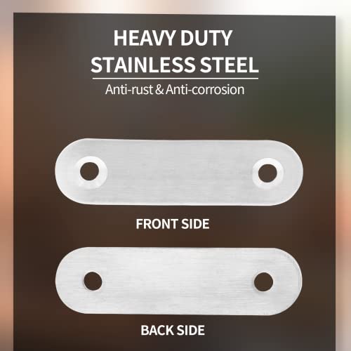 Jiozermi 24 Pcs Straight Brace, Flat Brace 2.4” x 0.6”, Stainless Steel Straight Bracket, Mending Joining Plates for Wood, Board, Bed Frame, Furniture & Shelves, Silver - size: Silver, 2.4” x 0.6”, 24 Pcs