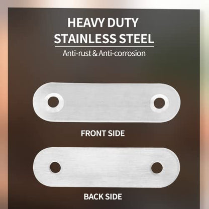 Jiozermi 24 Pcs Straight Brace, Flat Brace 2.4” x 0.6”, Stainless Steel Straight Bracket, Mending Joining Plates for Wood, Board, Bed Frame, Furniture & Shelves, Silver - size: Silver, 2.4” x 0.6”, 24 Pcs