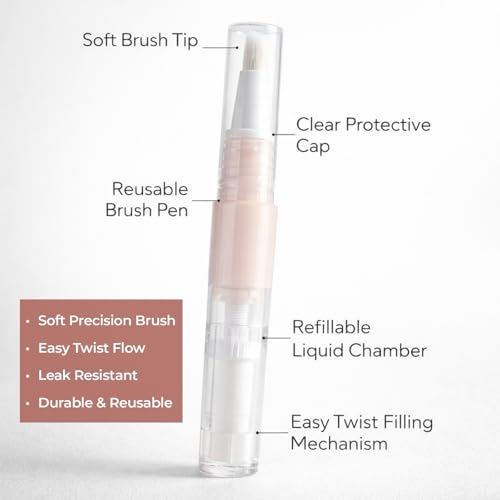 Refillable Touch Up Paint Pen Set, 4 Pcs Fillable Paint Pens with 4 Syringes, Precision Wall Paint Touch Up Brush for Walls, Wood Floors, Cabinets, Doors and Windows