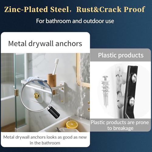 70 Pcs Self Drilling Drywall Anchors with Screws Kit, 2 Sizes Heavy Duty Metal Expansion Anchors for Drywall- 1.18in & 1.57in, No Pre-Drill No Holes, for Picture Frames, Mirror, Shelves