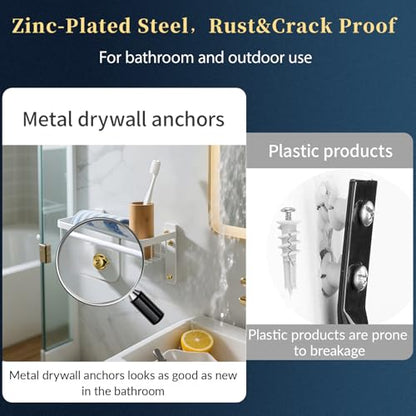 70 Pcs Self Drilling Drywall Anchors with Screws Kit, 2 Sizes Heavy Duty Metal Expansion Anchors for Drywall- 1.18in & 1.57in, No Pre-Drill No Holes, for Picture Frames, Mirror, Shelves