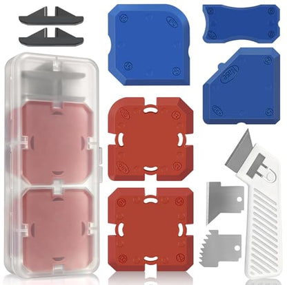 Goopreen Caulking Tool, 11 PCS Silicone Caulking Tool Kit, Caulk Remover Tool with 3 Metal Scrapers & Caulking Guide, Caulking & Grout Tools for Kitchen, Bathroom, Window, Sink&Tile Sealant Finishing