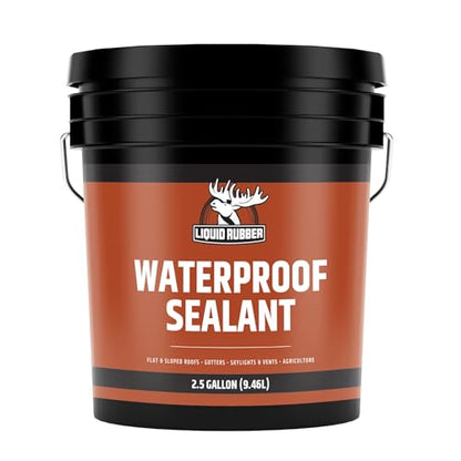Liquid Rubber Waterproof Sealant – DIY Leak Repair Coating for Flat, Metal & Low Slope Roofs, Foundations, Gutters & More – Flexible Protective Membrane - Black - 2.5 Gallon - size: 2.5 Gallon