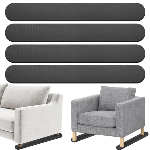4 Pack Non-Slip Furniture Rail Pads for Recliners,Sofa,couches.Rubber Recliner Chair Floor Protectors,Pads to Keep Furniture from Sliding for Hardwood, Carpet, Marble Floor. 30.5''x3.9'' - size: Black