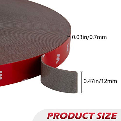 CloudBuyer Double Sided Tape,Mounting Adhesive Tape Heavy Duty,Waterproof Foam Tape, LED Strip Lights, Home Decor, Office Decor (0.47In x 108 Ft, Black) - size: 0.47In x 108 Ft