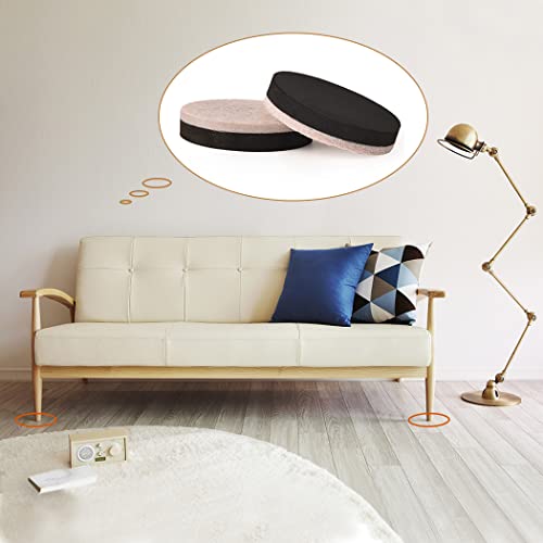 24 Pieces Furniture Sliders 2 Inch Round Felt Furniture Slider Reusable Heavy Duty Furniture Moving Pads for Hardwood Floors and Other Hard Surfaces - size: 2 inch Round