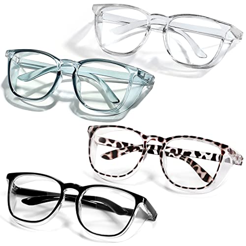 Stylish Safety Glasses Goggles for Women Girls Anti-fog Glasses Protective Eyewear Clear Glasses - color: 4 Pack: Blue+black+tortoise+clear