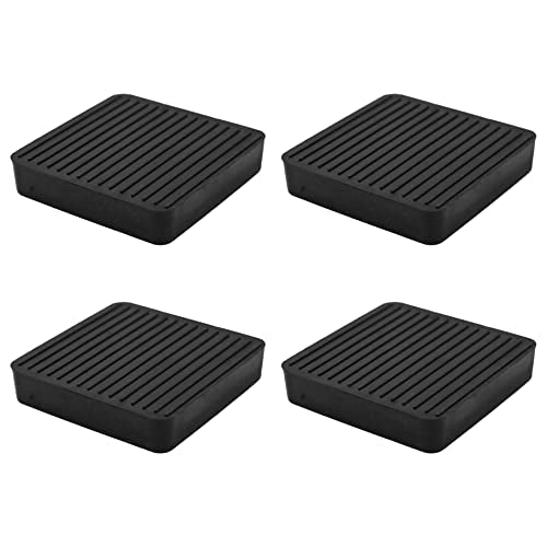 Non Slip Furniture Pads, SAFYY Square Rubber Anti Skid Caster Cups Leg Coasters, Couch, Chair, Feet, and Bed Stoppers with Anti-Sliding Floor Grip, Furniture Floor Protectors - size: 2.5'' Black 4 Pack