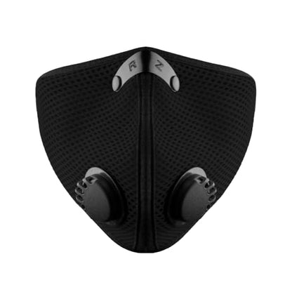 RZ Mask M2 - Cooling Mesh Dust Mask w/ 99.8% Carbon Filtration, Anti Fogging w/Easy Use Hook-and-Loop Head Strap - color: Black, style: X Large