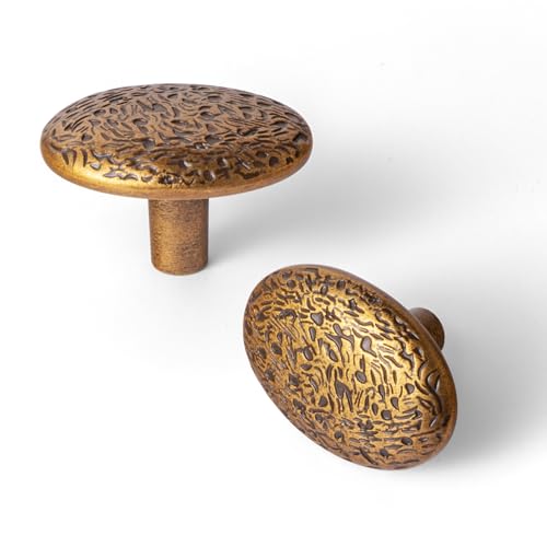 Goo-Ki 6 Pack Zinc Alloy Drawer Knobs-Big Oval Antique Brass Cabinet Knob - color: Antique Brass