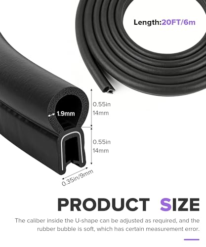 Rubber Seal Strip,Car Weather Stripping,Car Accessories Car Door Seal Strip with Top Bulb,Automotive Weather Stripping,Suitable for All Kinds of Vehicles,Trucks,Trailers,Trains,Ships (20Ft) - color: 20Ft