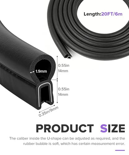 Rubber Seal Strip,Car Weather Stripping,Car Accessories Car Door Seal Strip with Top Bulb,Automotive Weather Stripping,Suitable for All Kinds of Vehicles,Trucks,Trailers,Trains,Ships (20Ft) - color: 20Ft