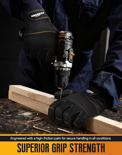 Safety Work Gloves with Secure Fit, Flexible Grip for Multi-purpose Use, Durable Touchscreen Heavy Duty Lightweight - size: Large