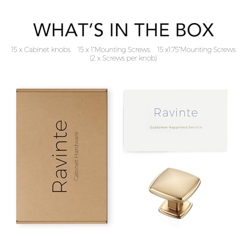 Ravinte 15 Pack Champagne Bronze Kitchen Cabinet Square Knob Single Hole Cabinet Hardware for Dresser Drawer Cabinet Pulls Drawer Knobs Cabinet Knobs - color: Champagne Bronze