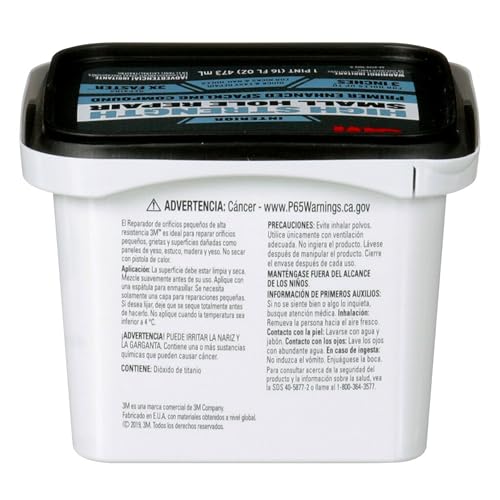 3M High Strength Spackling Compound, 16 oz., Small Hole Repair Primer Enhanced Spackling Compound, Quick & Easy Repair For Nicks & Nail Holes, No Shrinking, Cracking or Sagging (SHR-16-BB) - size: 16 Fl Oz (Pack of 1)