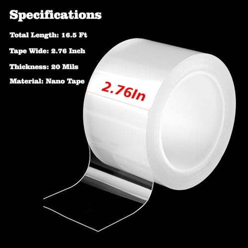 Transparent Window Weather Sealing Tape 2.76 Inch x 16.5 FT Weather Stripping Residue-Free Clear Window Insulation Caulk for Shower Glass Gaps and Clear Tape Doors Windows Windproof - size: 2.76 in - 16.5 Ft Clear