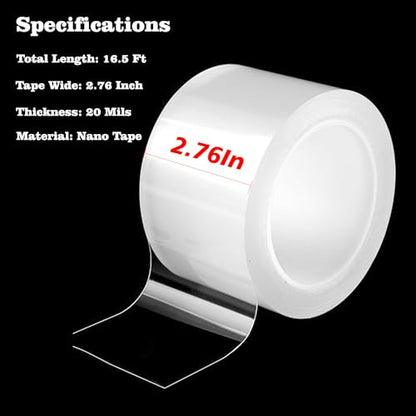 Transparent Window Weather Sealing Tape 2.76 Inch x 16.5 FT Weather Stripping Residue-Free Clear Window Insulation Caulk for Shower Glass Gaps and Clear Tape Doors Windows Windproof - size: 2.76 in - 16.5 Ft Clear