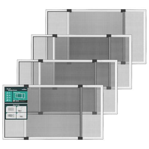 Paramondo Expandable Window Screen, Horizontal (20" H x 28.6" - 54" W, 4 Pack) Adjustable Window Screens, Replacement Window Screens for House Windows - size: Large (20" H x 28.6"-54" W, 4 Pack)