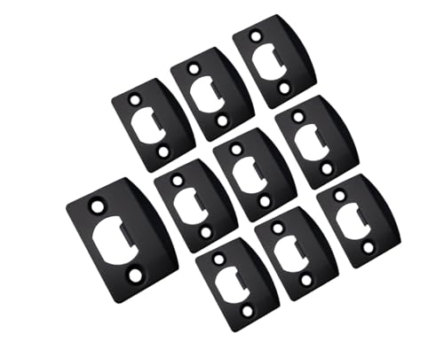 QCAA Solid Brass Latch Strike Plate L 2-1/4" x W 1-7/16", Screw Hole CTC 1-5/8", Matte Black, Made in Taiwan, 10 Pack - color: Matte Black, size: 10 Pack