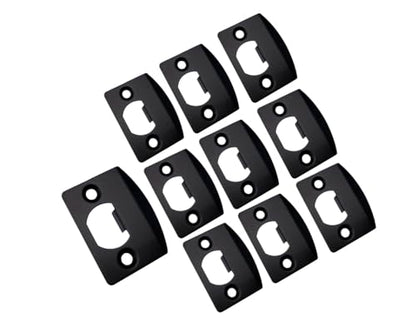 QCAA Solid Brass Latch Strike Plate L 2-1/4" x W 1-7/16", Screw Hole CTC 1-5/8", Matte Black, Made in Taiwan, 10 Pack - color: Matte Black, size: 10 Pack