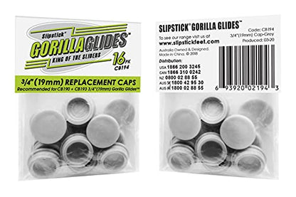 GorillaGlides CB194 Replacement Slider Cap Inserts for Slipstick 3/4 Inch Plastic Glides (Set of 16 Caps) Fits GorillaGlides CB193 and Slipstick CB190, Snap in - size: 3/4 Inch
