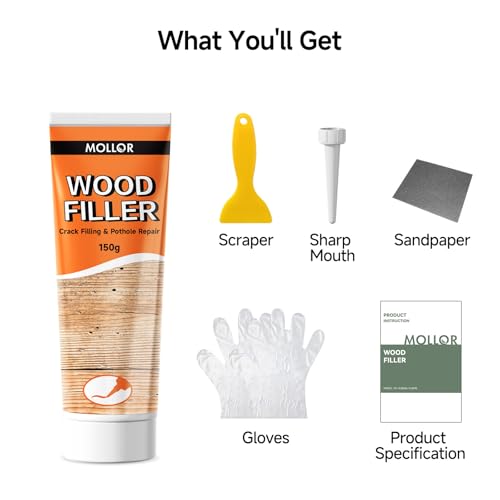 All Purpose Wood Filler, White Wood Putty Repair for Holes, Quickly Restore Any Broken and Defective Wooden Furniture, Door Frame Repair Kit Stainable (5.29oz/150g) - size: 150g