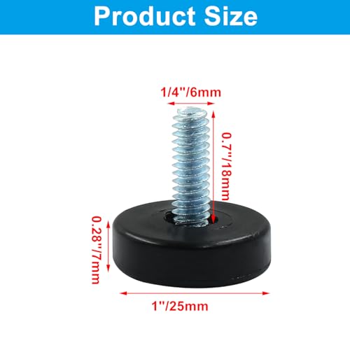 16 Pcs 1/4" Furniture Leveling Feet Adjustable Table Levelers Chair Glide Leveling Screw in Threaded for Patio Furniture Tables Chairs - size: 1/4"