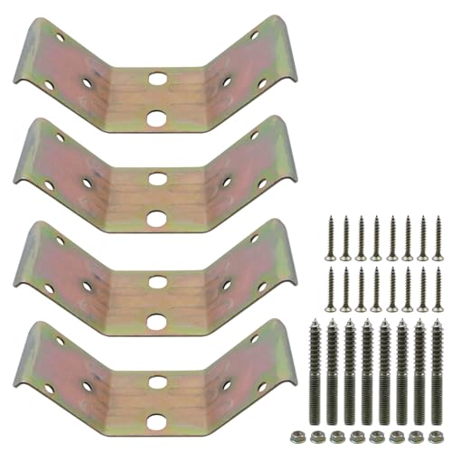 4pcs Table Leg Corner Brackets Metal Surface Mount Corner Braces Gold Furniture Support for Table Aprons Desk Leg Shelf Frame
