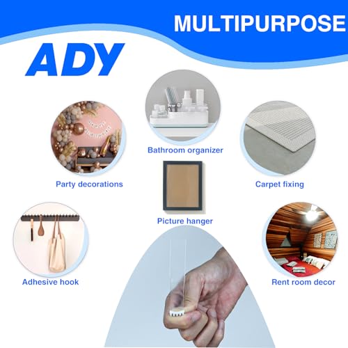 ADY Clear Picture Hanging Strips, Removable Double Sided Tape for Wall Heavy Duty 40 Pack Damage Free, Adhesive Strips Refill for Rent Room, Nano Transparent Adhesive Tape for Decor, Poster - size: L-0.75in x 3.75in