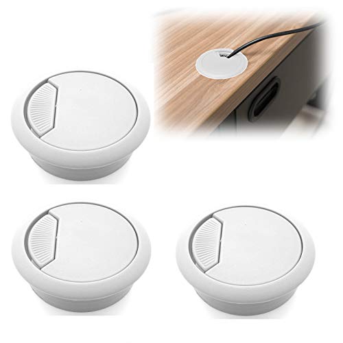 Modket M4327-51-WT-3 PC Computer Cord Cable Wires Organizer Hole Cover 2" White Plastic Desk Grommet - 3 Pack - color: White